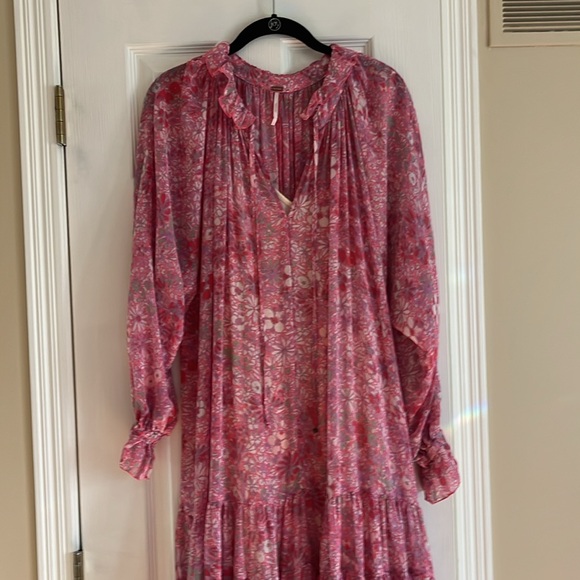 Free People Feeling Groovy Pink Maxi Dress Sz Small - Picture 5 of 7